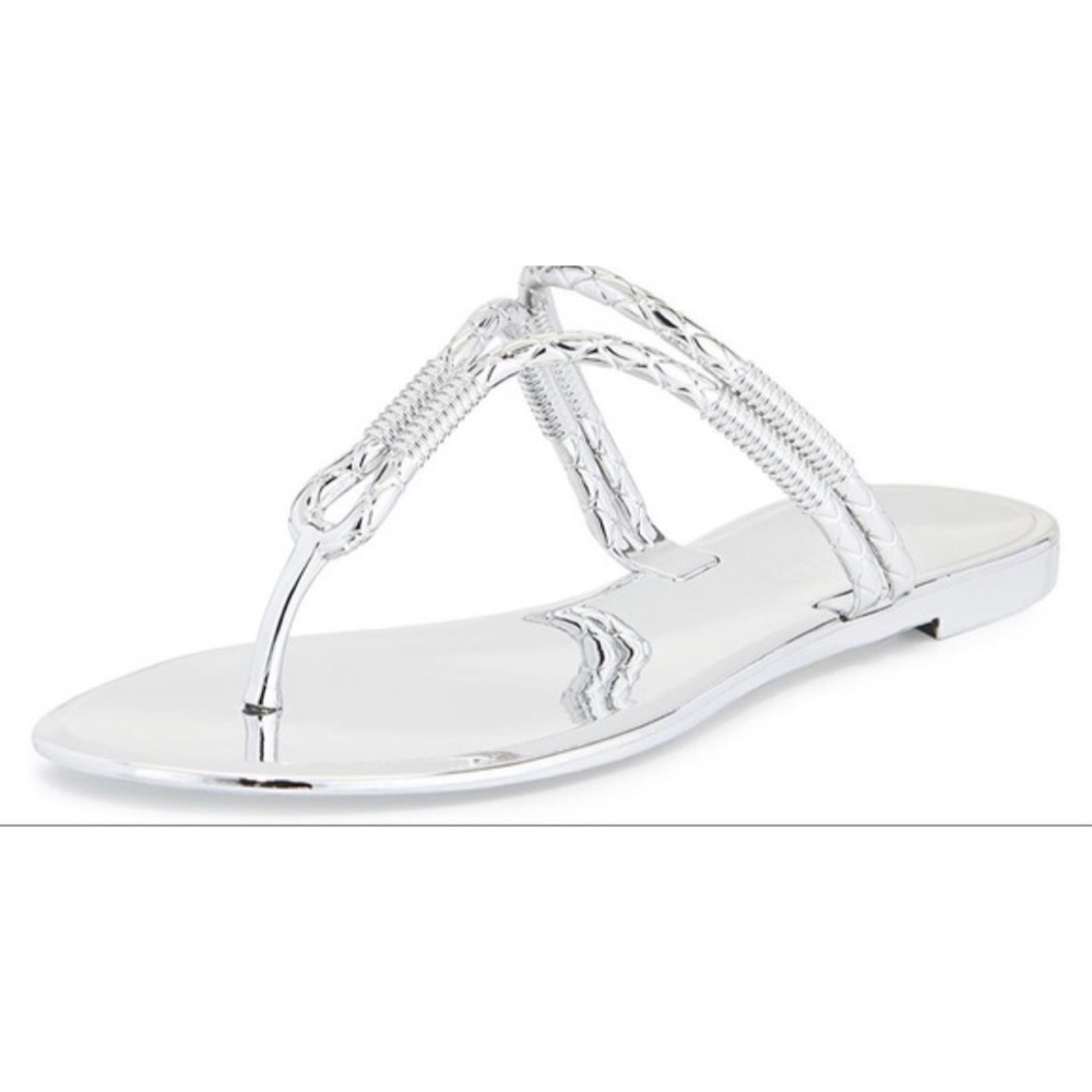 BCBG MAXAZRIA Silver Mirror flat sandals